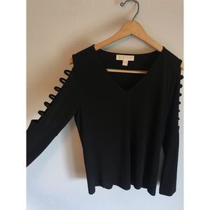 Michael Kors black long sleeve stretchy shirt